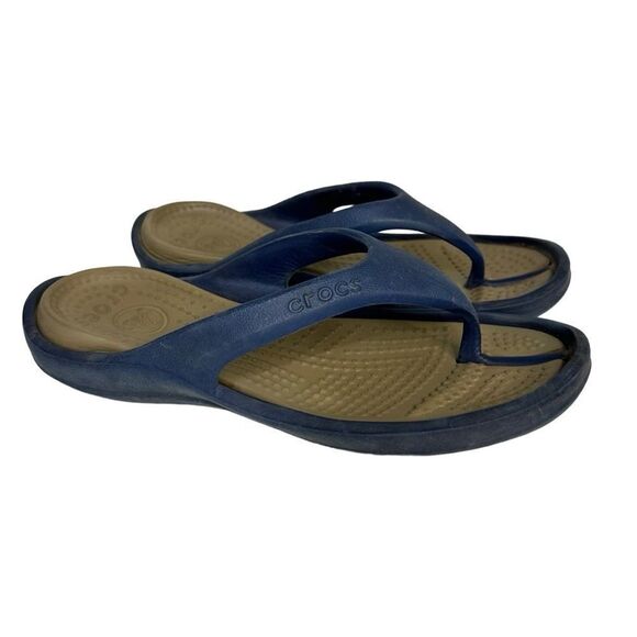 Crocs Athens Flip Flop Sandal Shoe Navy Blue Unisex W9 M11 - Picture 1 of 4